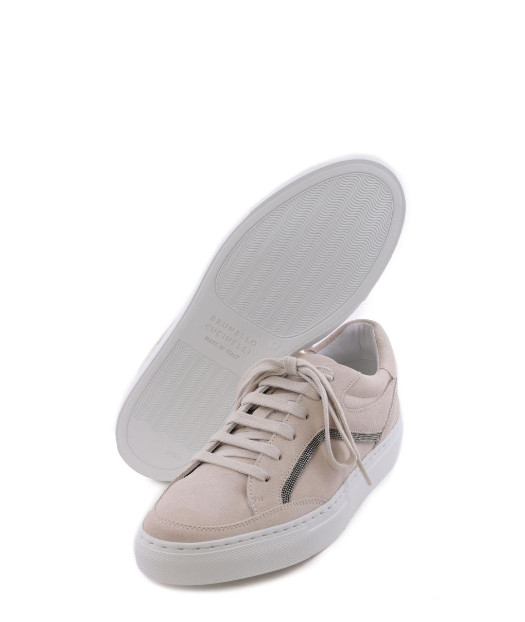 BRUNELLO CUCINELLI Бежевые замшевые кеды, фото 5