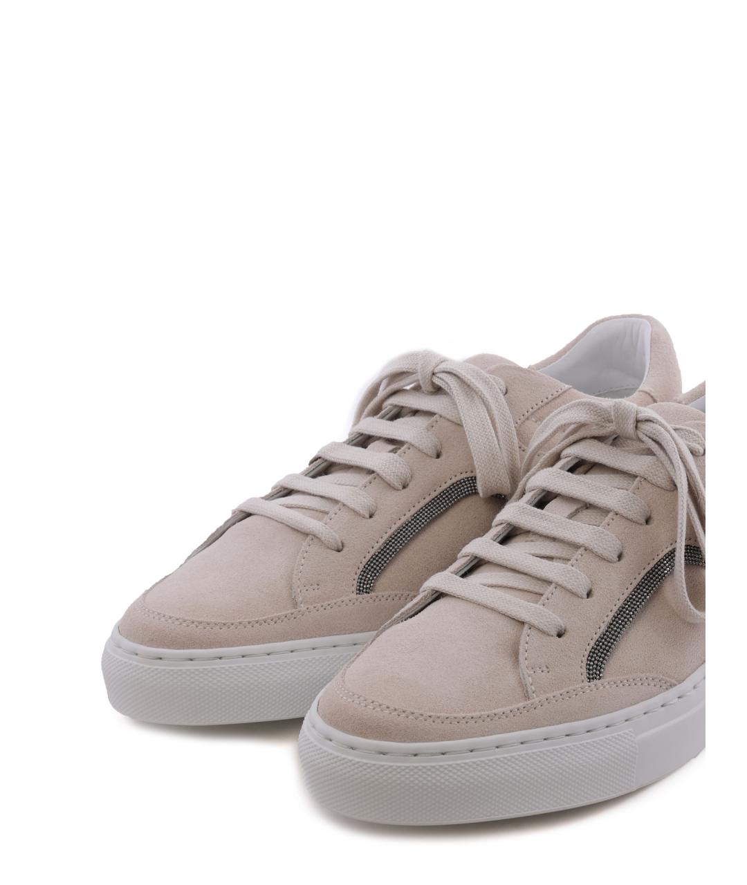 BRUNELLO CUCINELLI Бежевые замшевые кеды, фото 6