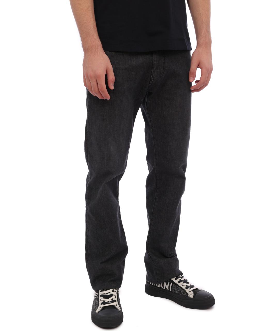 EMPORIO ARMANI Серые хлопковые прямые джинсы, фото 3