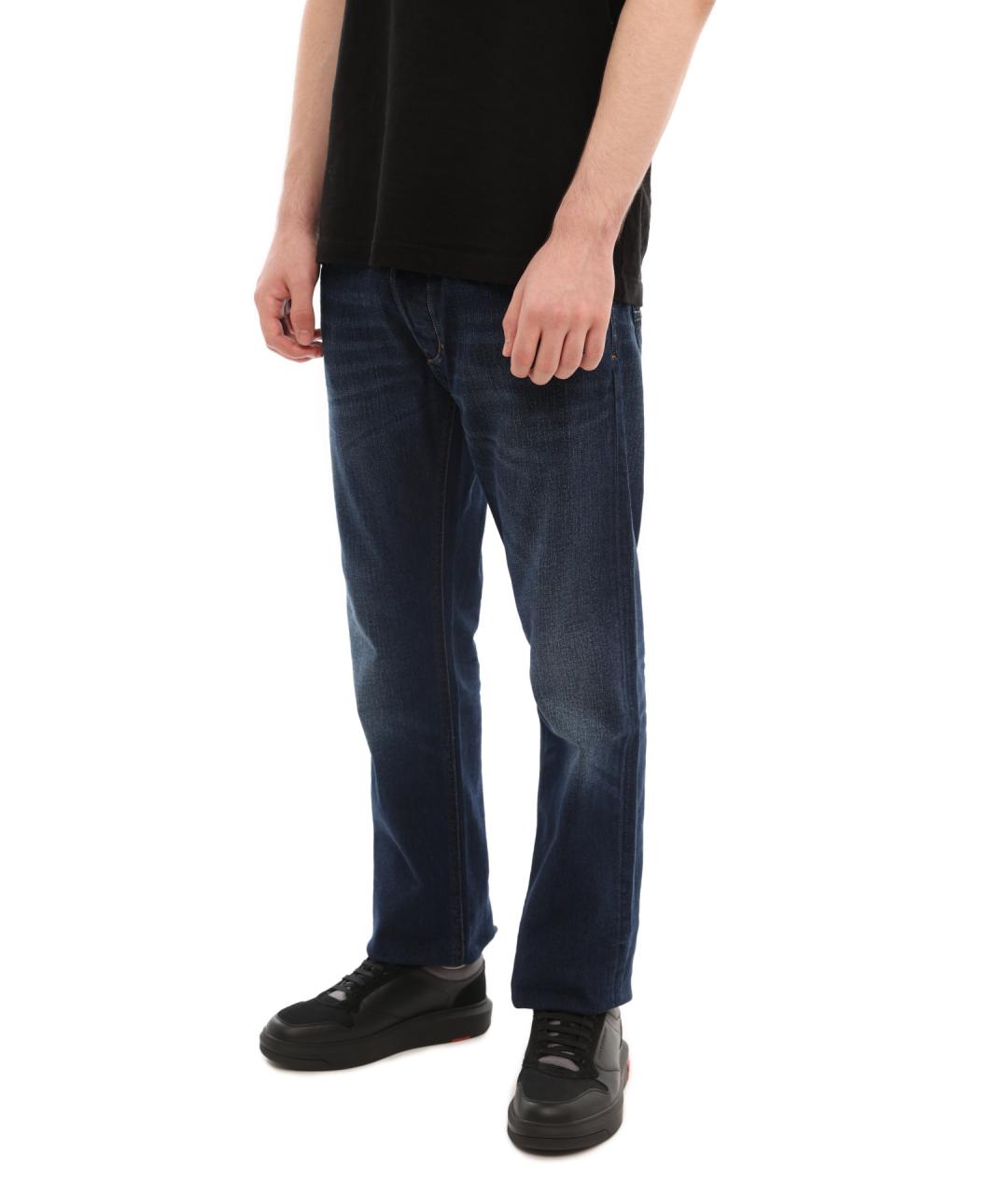 DIESEL Синие хлопковые прямые джинсы, фото 3