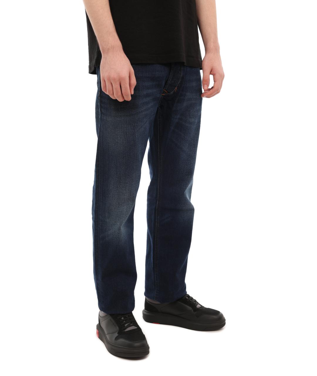 DIESEL Синие хлопковые прямые джинсы, фото 5