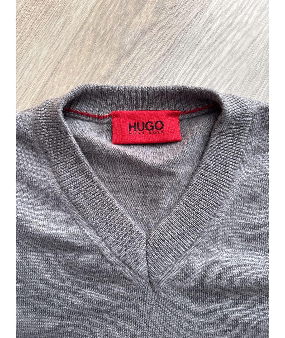 HUGO BOSS Серый шерстяной джемпер / свитер, фото 2