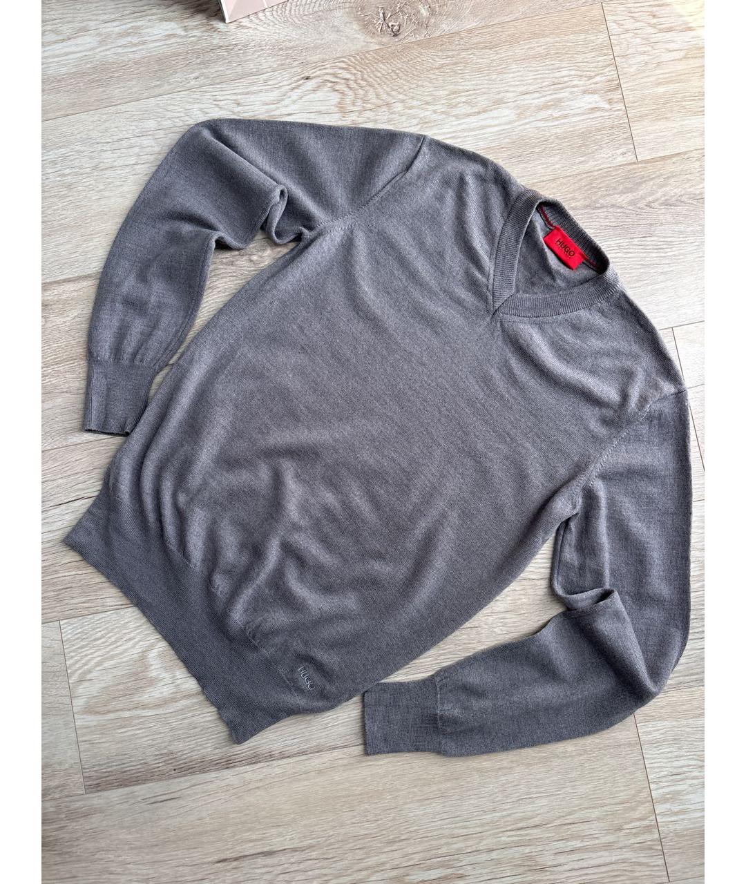 HUGO BOSS Серый шерстяной джемпер / свитер, фото 7