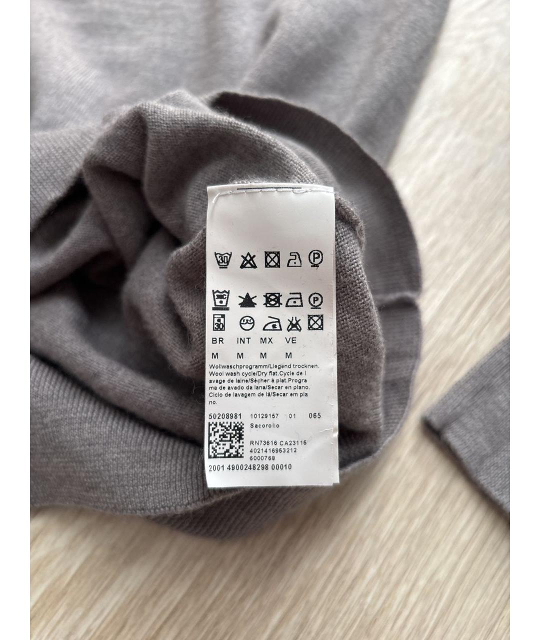 HUGO BOSS Серый шерстяной джемпер / свитер, фото 4