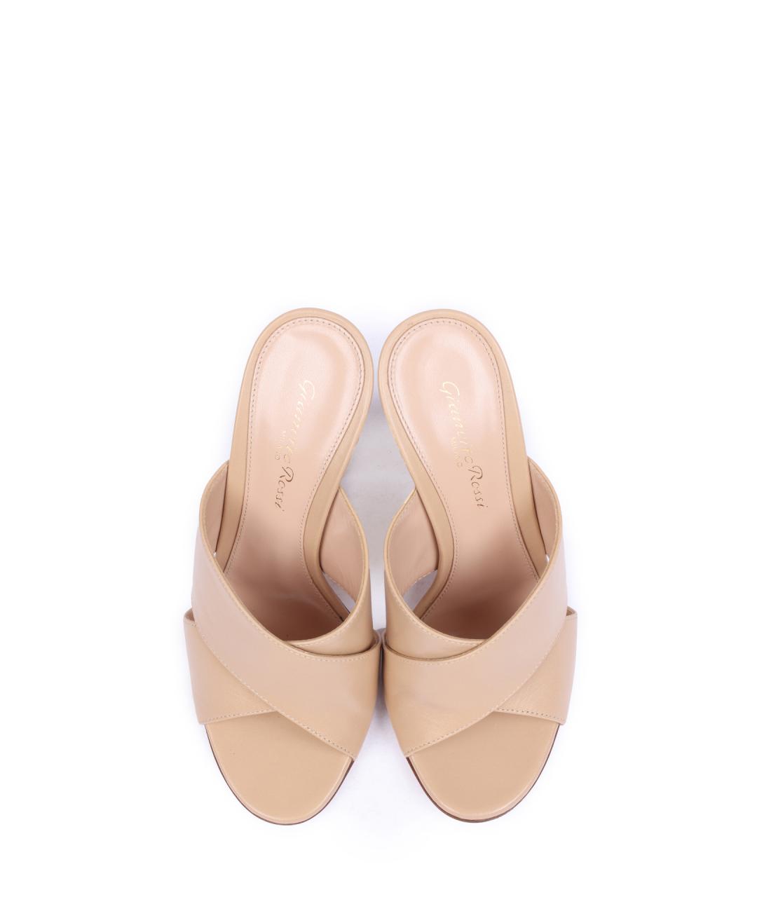 GIANVITO ROSSI Бежевые кожаные мюли, фото 4