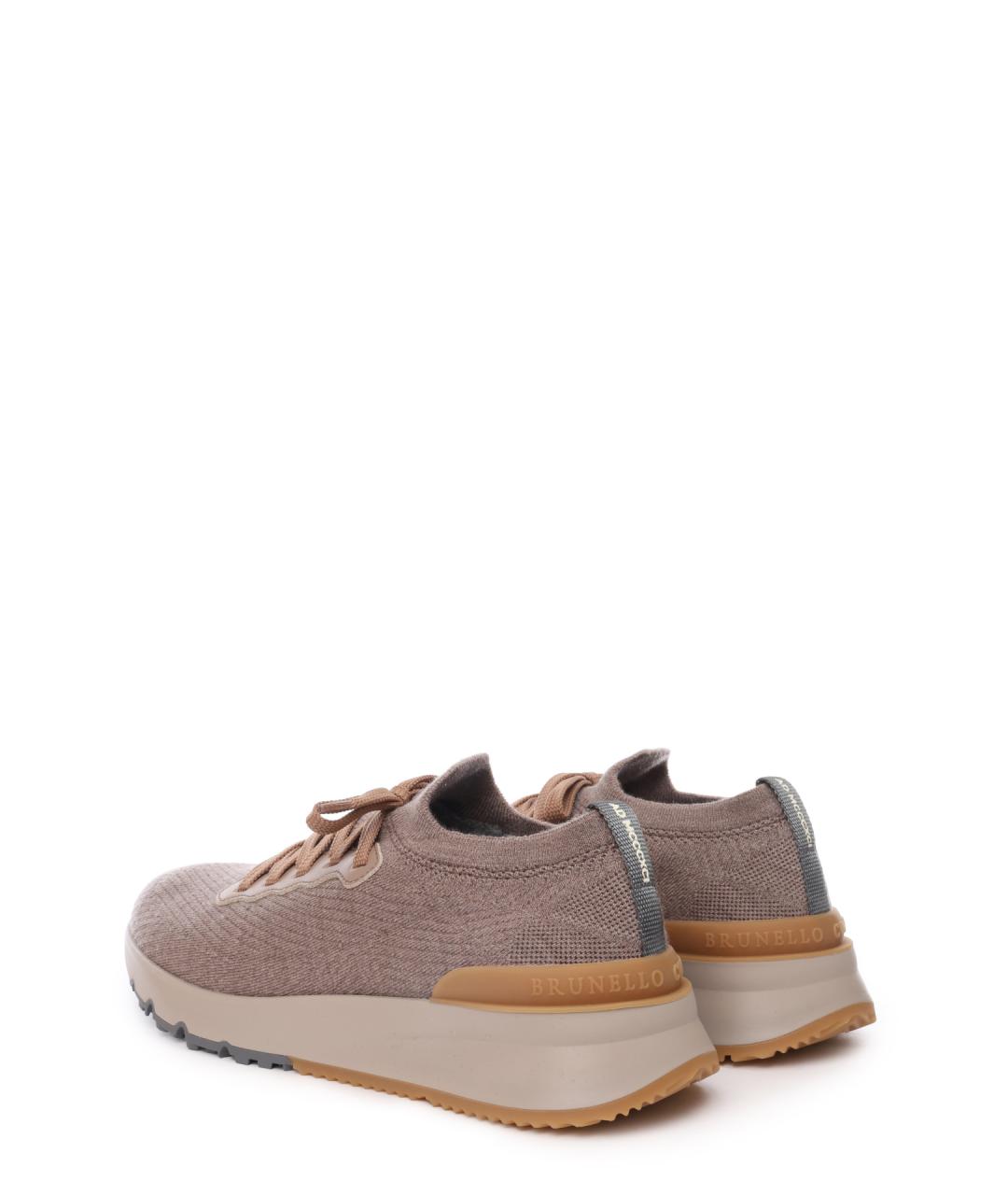 BRUNELLO CUCINELLI Бежевые текстильные низкие кроссовки / кеды, фото 3