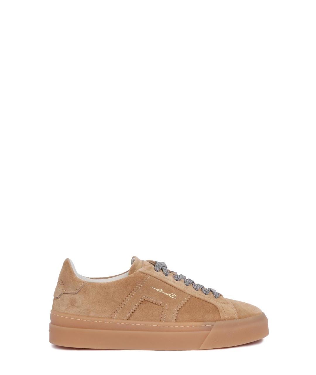 SANTONI Бежевые замшевые кеды, фото 1