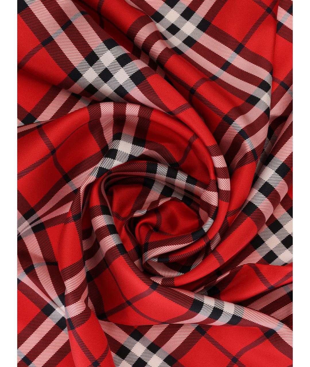 BURBERRY Красный шелковый шарф, фото 2