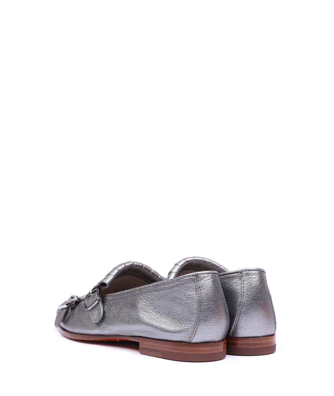 SANTONI Серебряные кожаные лоферы, фото 3