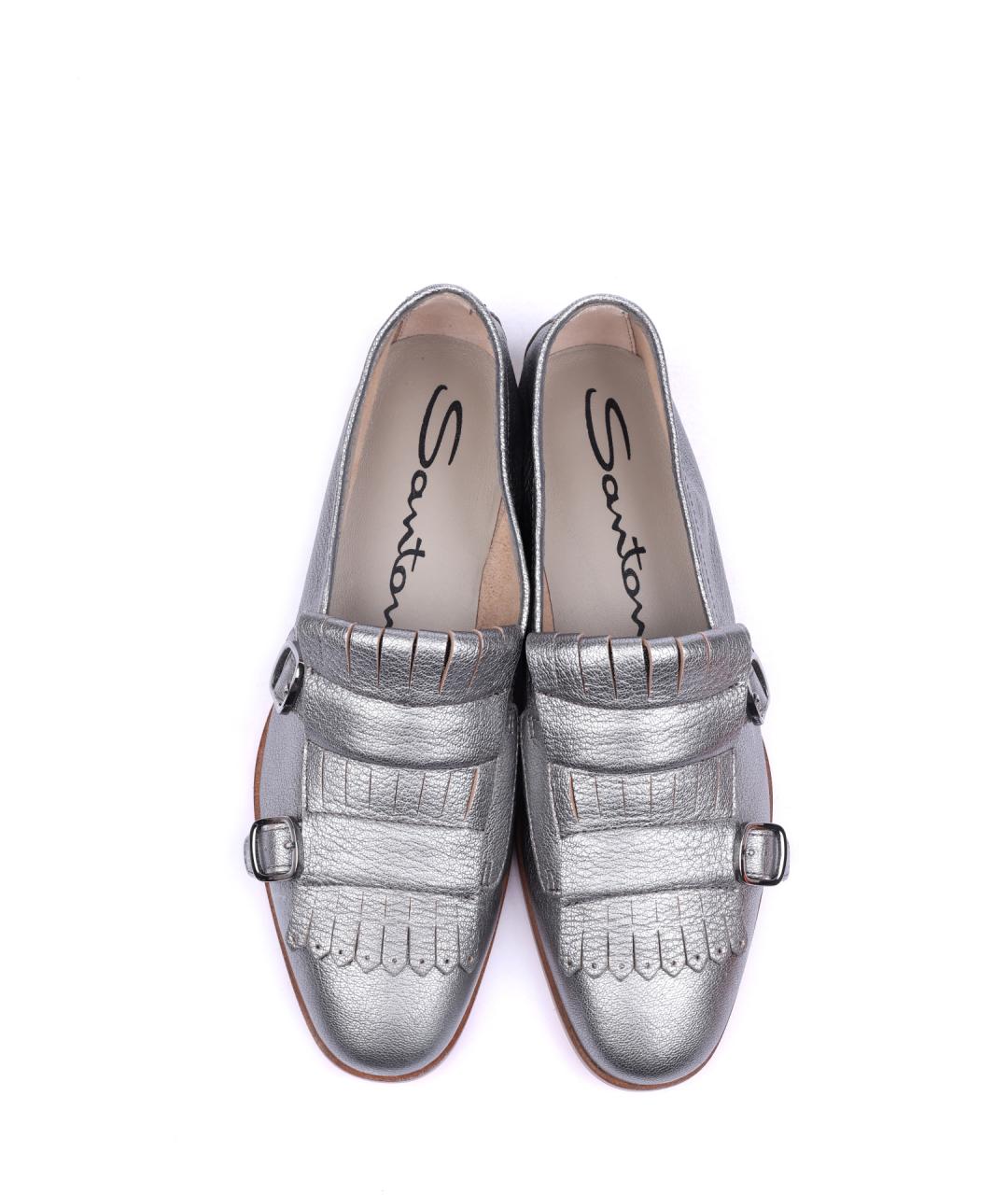 SANTONI Серебряные кожаные лоферы, фото 4