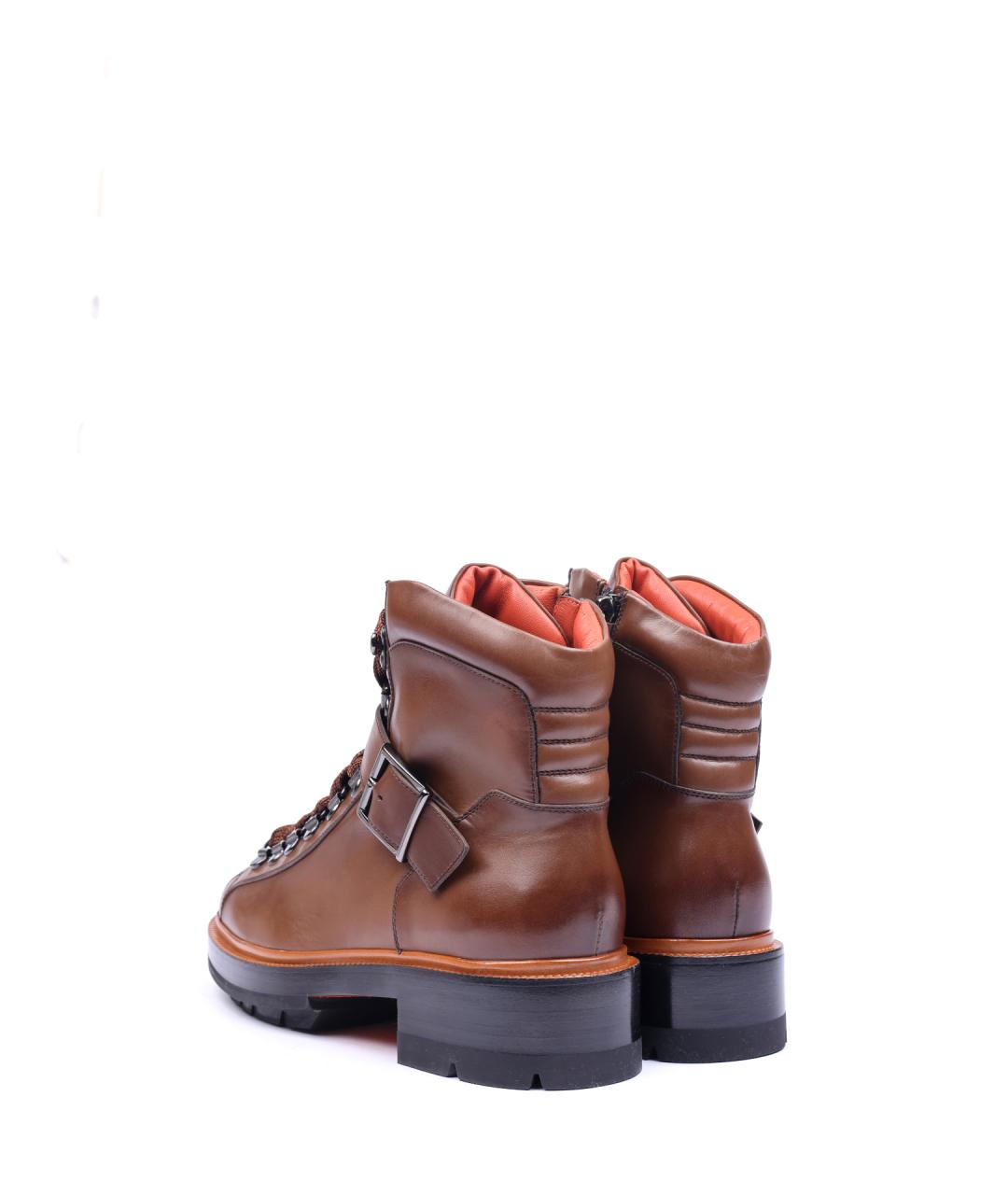 SANTONI Коричневые кожаные ботинки, фото 3