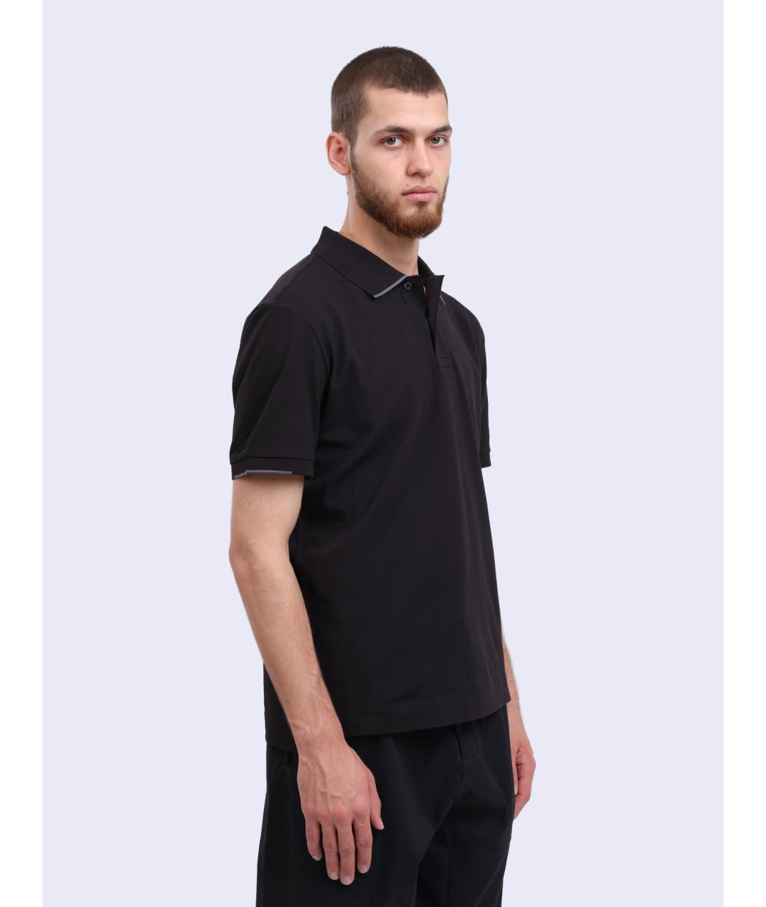 CP COMPANY Черное хлопковое поло с коротким рукавом, фото 3