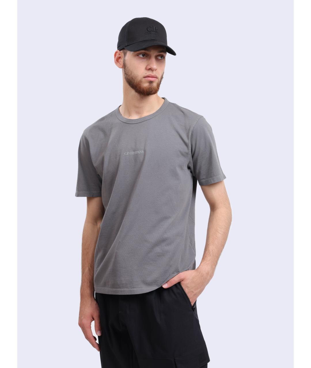 CP COMPANY Серая хлопковая футболка, фото 3