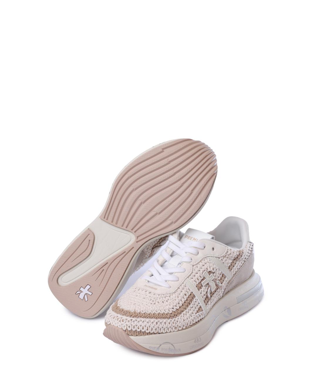 PREMIATA Бежевые текстильные кроссовки, фото 4