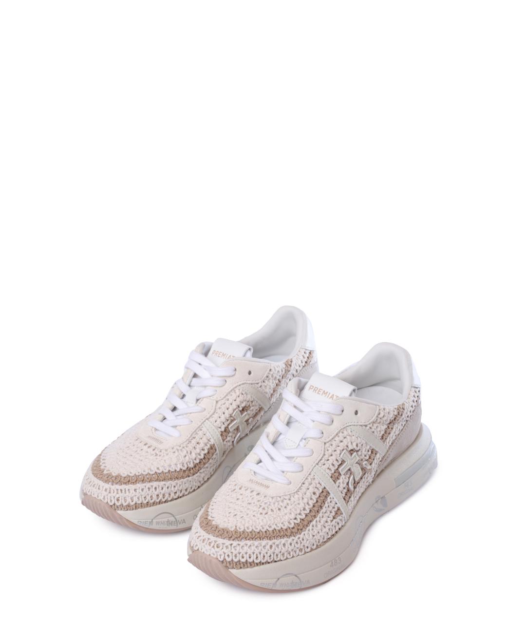 PREMIATA Бежевые текстильные кроссовки, фото 2