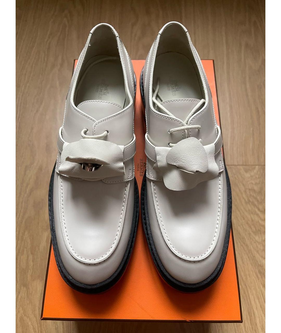 HERMES Белые кожаные лоферы, фото 2