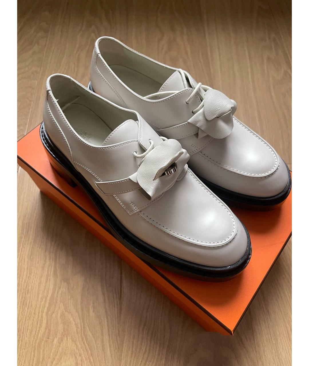 HERMES Белые кожаные лоферы, фото 3