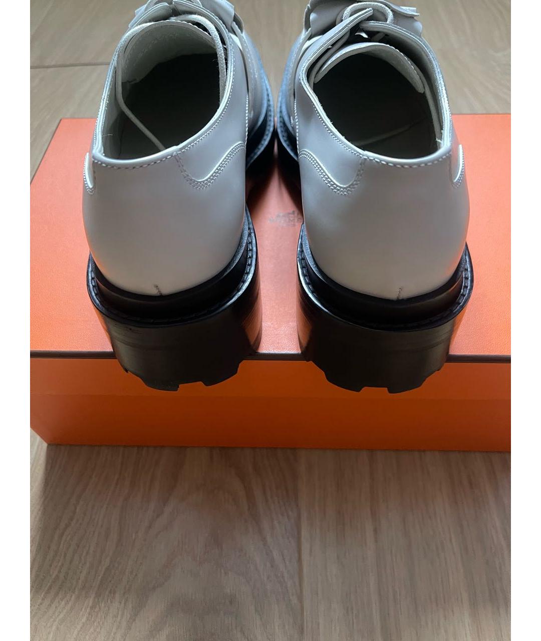 HERMES Белые кожаные лоферы, фото 6