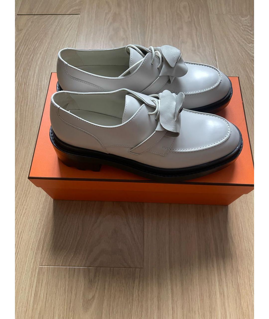 HERMES Белые кожаные лоферы, фото 4