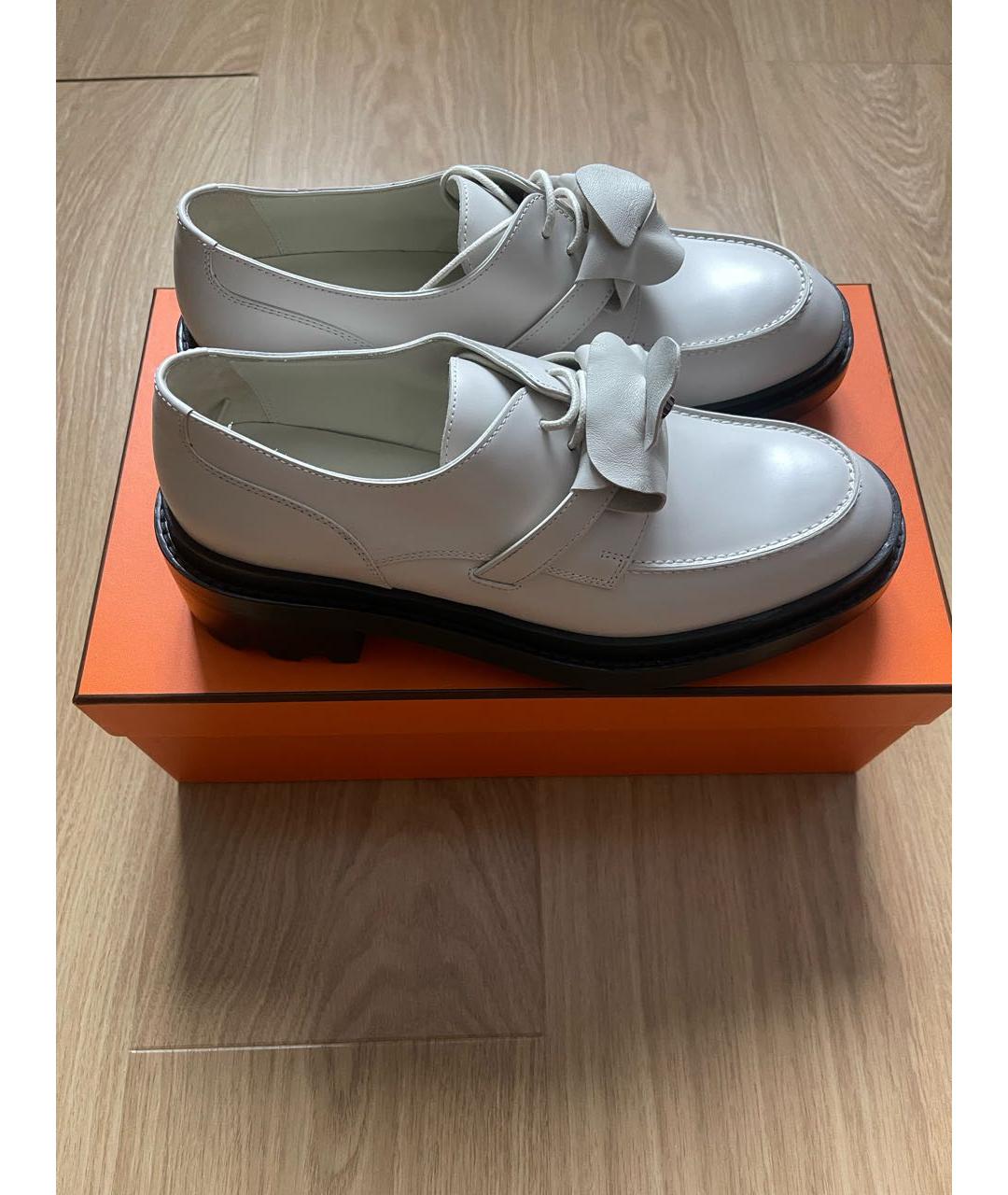 HERMES Белые кожаные лоферы, фото 5