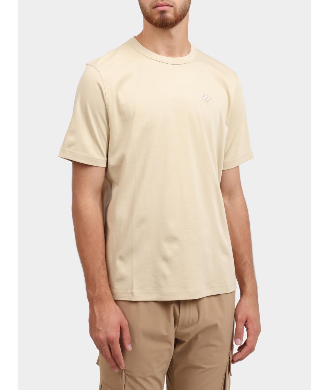 DIESEL Бежевая хлопковая футболка, фото 3