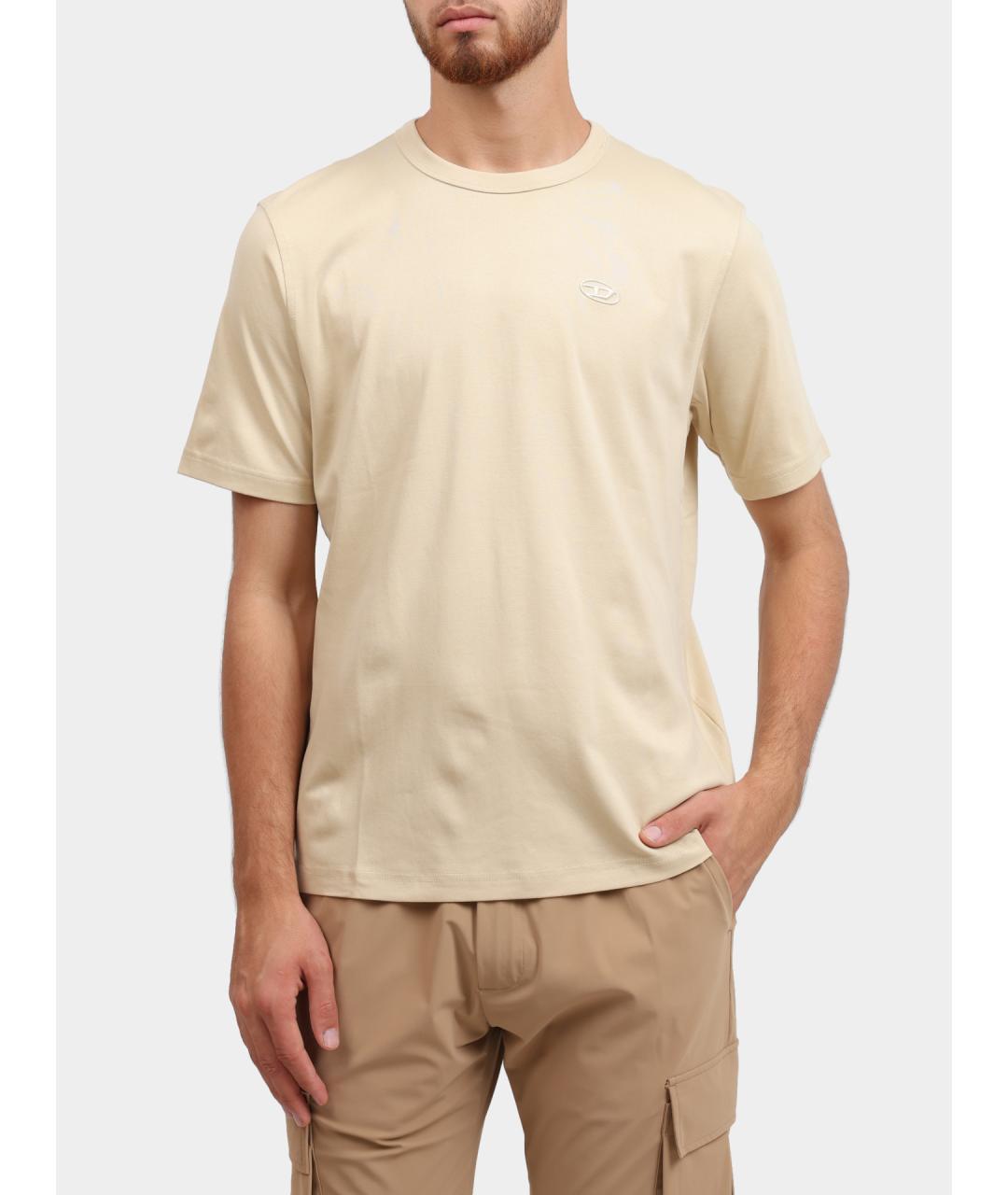 DIESEL Бежевая хлопковая футболка, фото 5