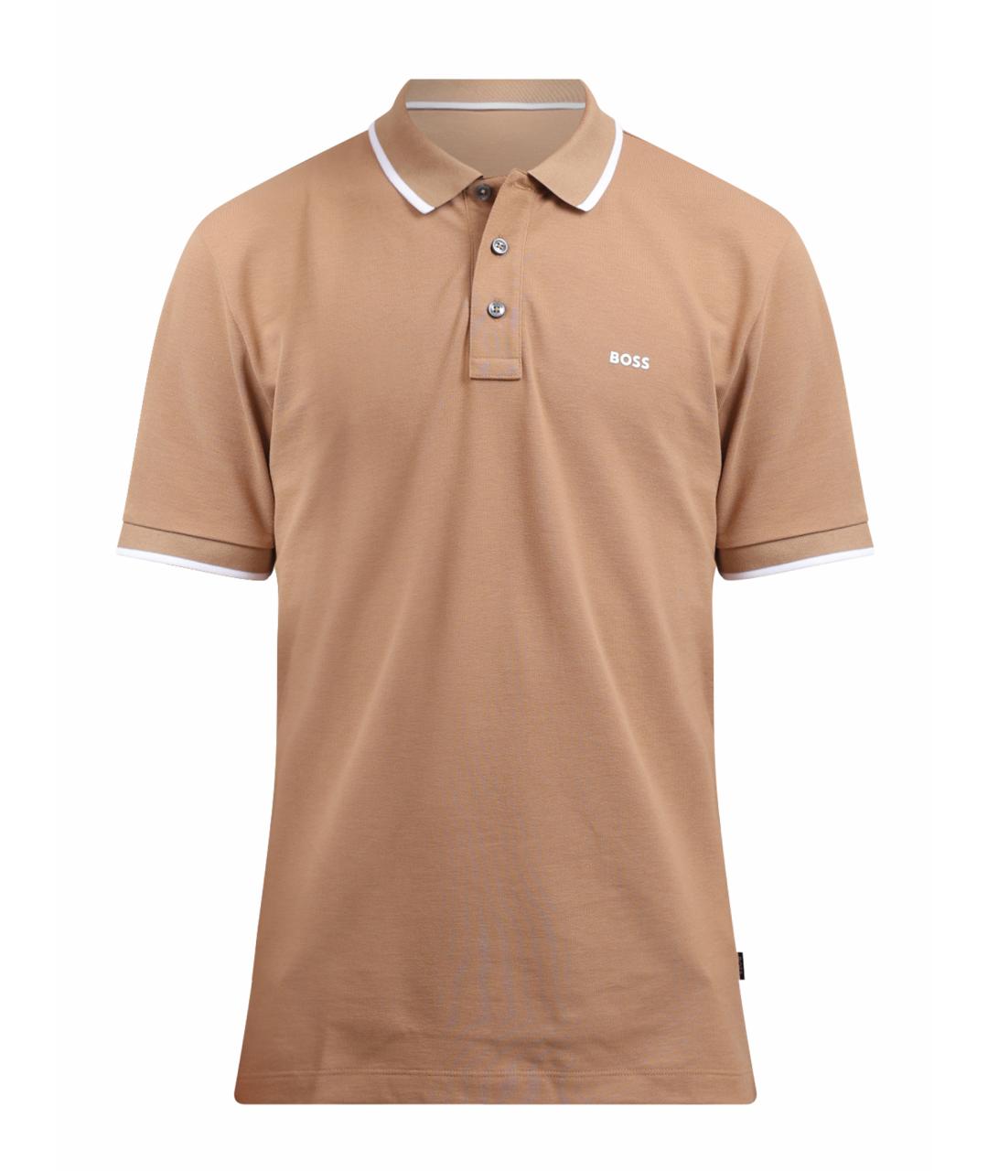 HUGO BOSS Бежевое хлопковое поло с коротким рукавом, фото 1