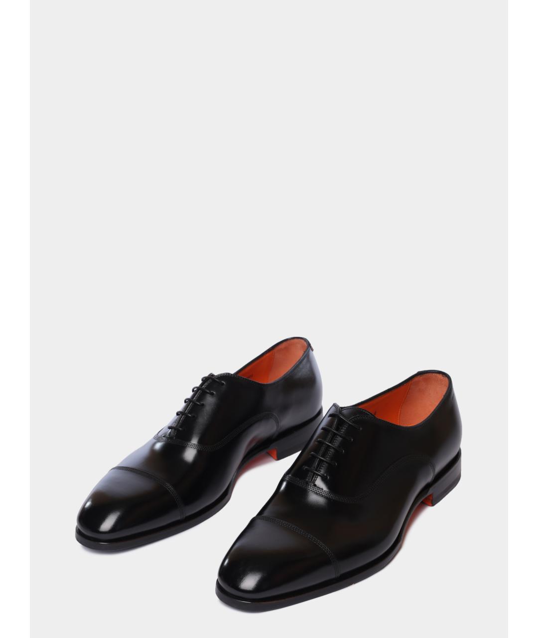 SANTONI Черные кожаные туфли, фото 2
