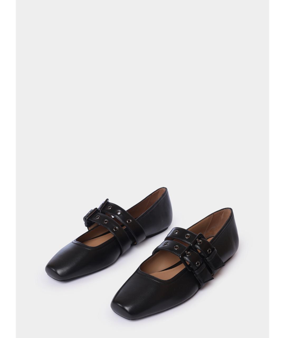 EMPORIO ARMANI Черные кожаные балетки, фото 2