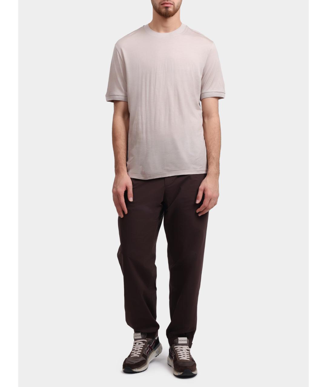 HERNO Бежевая хлопковая футболка, фото 5