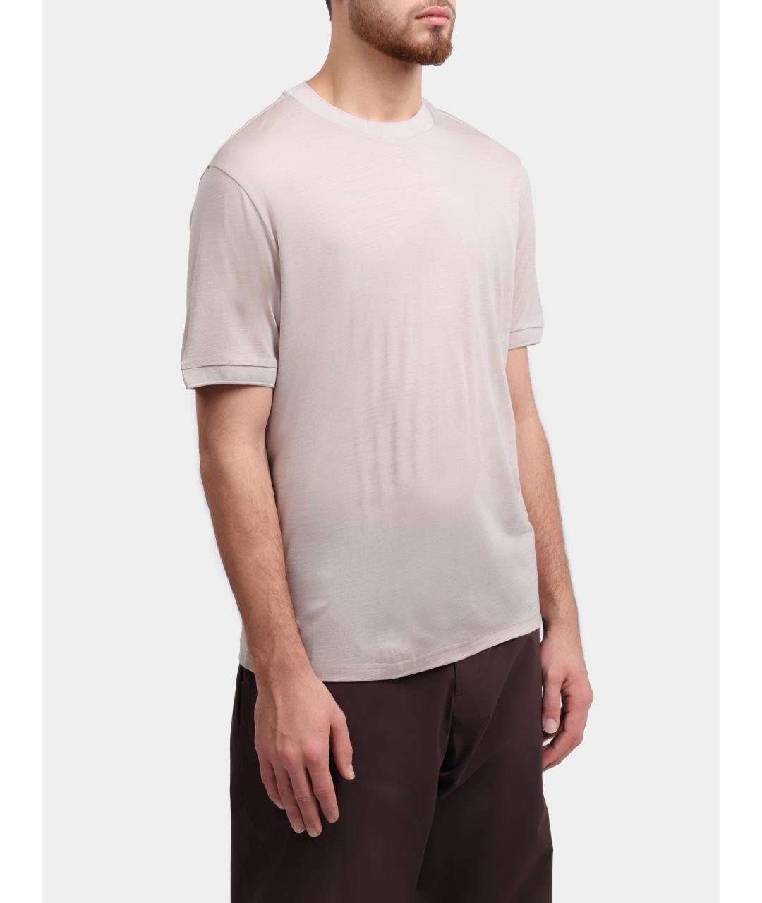 HERNO Бежевая хлопковая футболка, фото 3