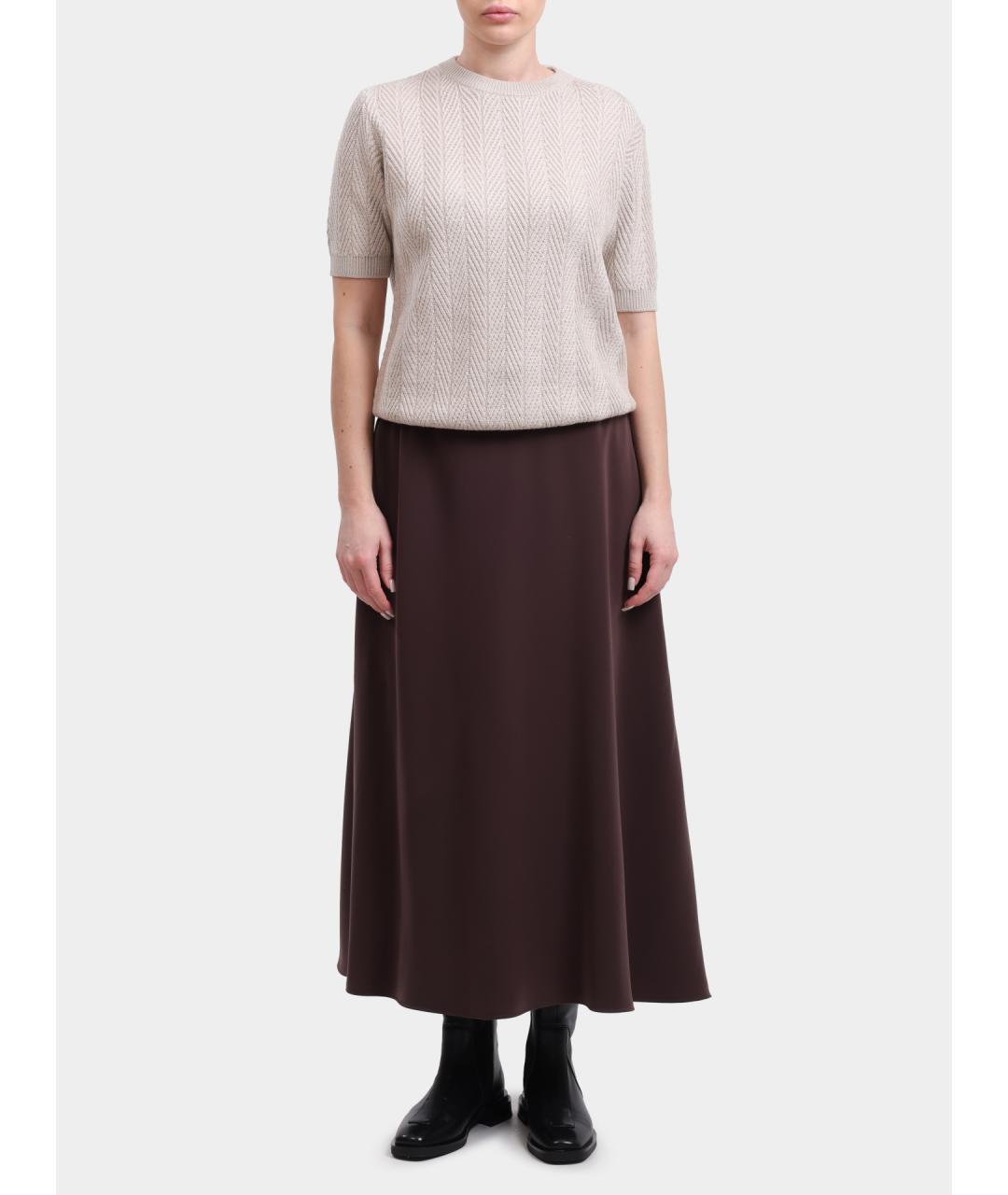 HERNO Коричневая полиэстеровая юбка миди, фото 2