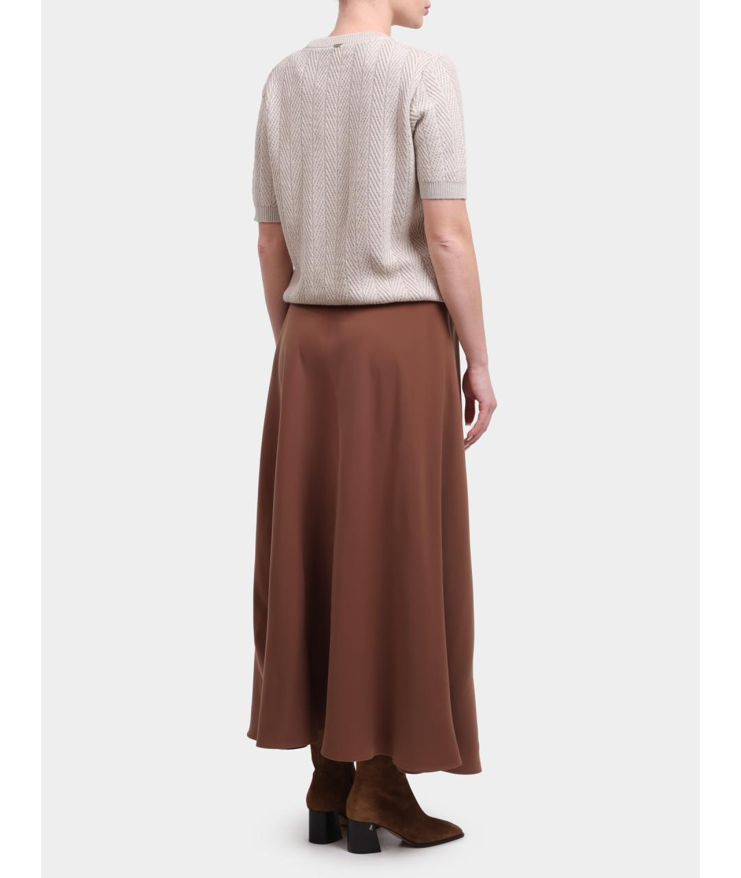 HERNO Коричневая хлопковая юбка миди, фото 5