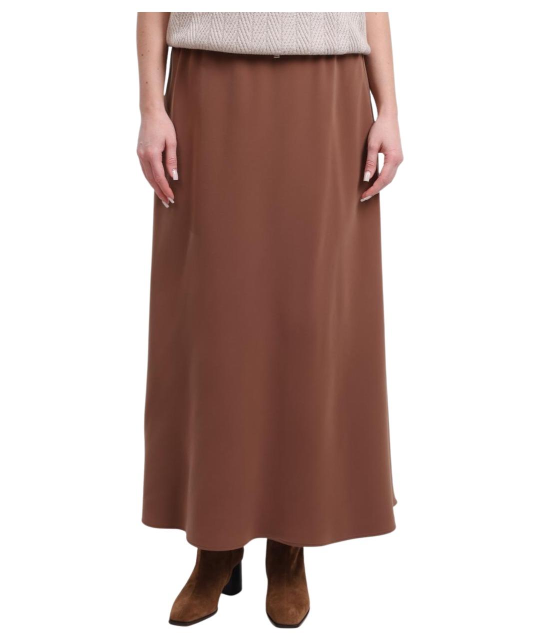 HERNO Коричневая хлопковая юбка миди, фото 1