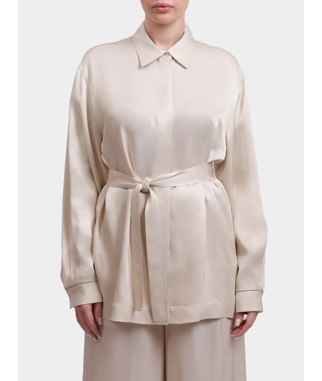 PESERICO Белая шелковая рубашка, фото 5