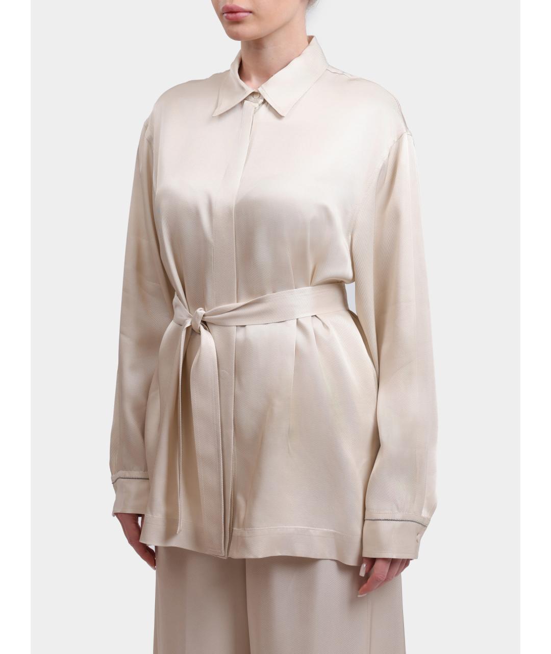 PESERICO Белая шелковая рубашка, фото 3