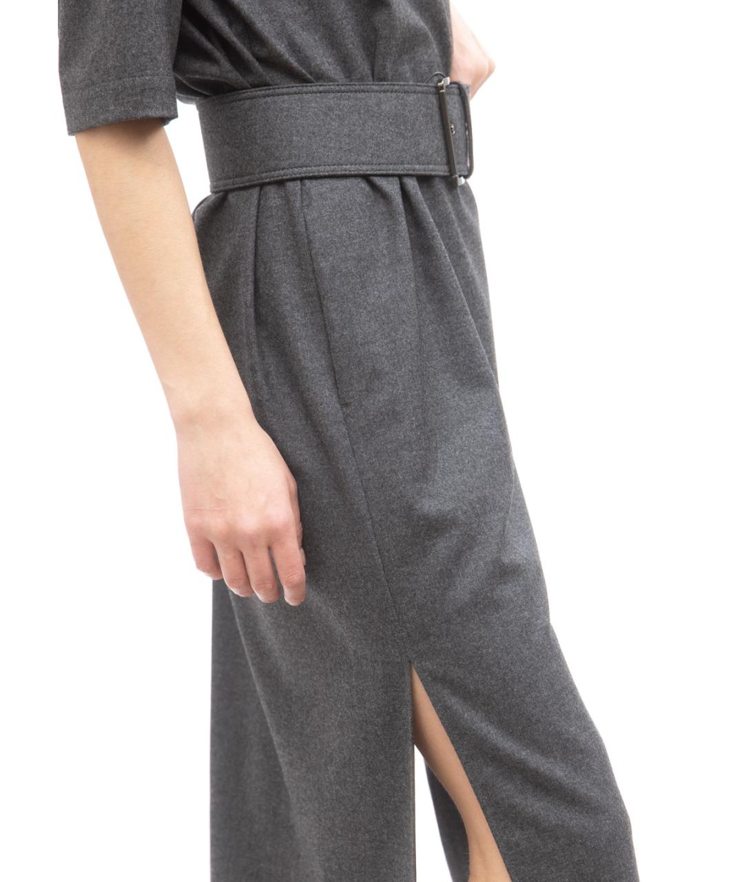 BRUNELLO CUCINELLI Серое шерстяное повседневное платье, фото 4