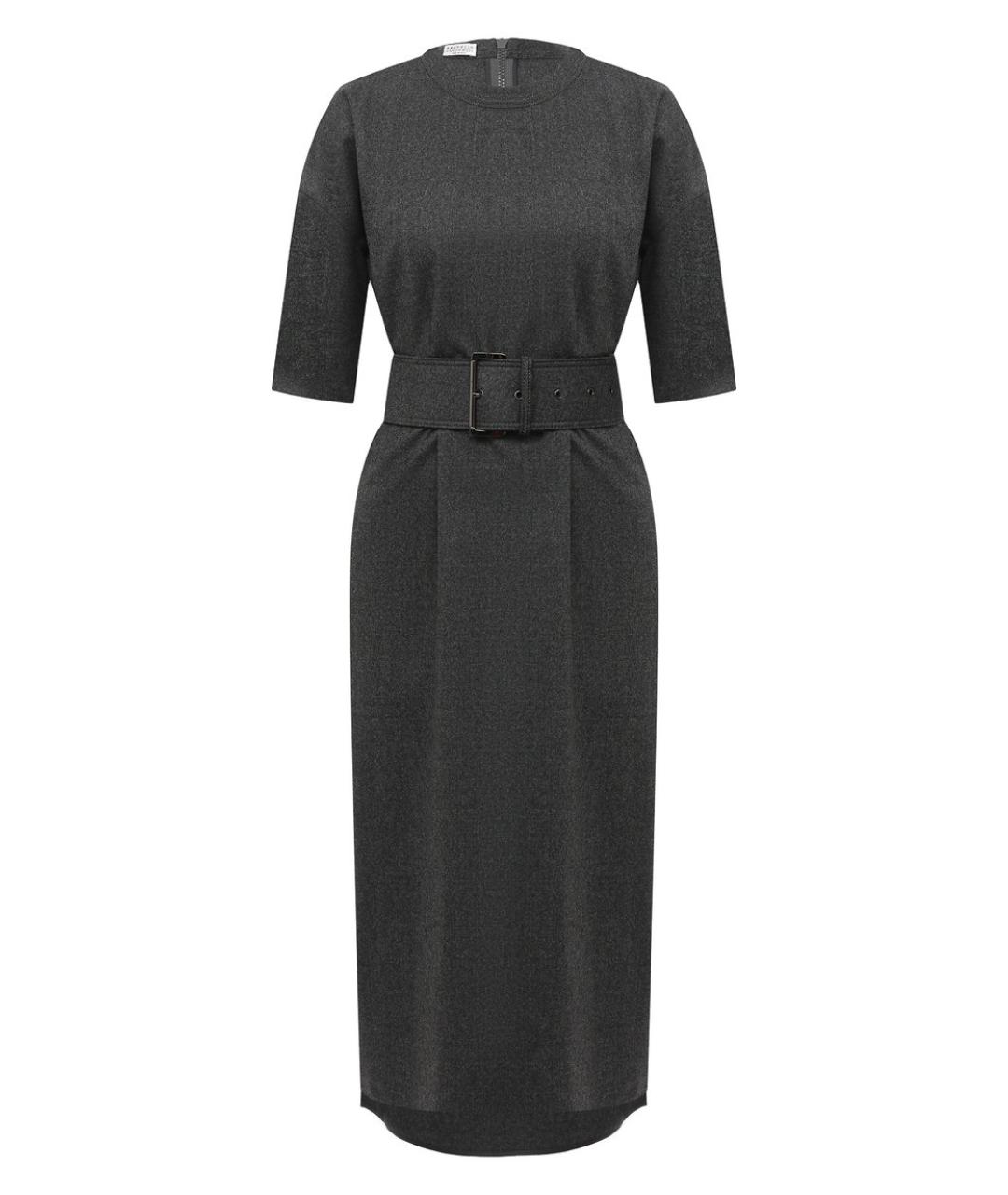 BRUNELLO CUCINELLI Серое шерстяное повседневное платье, фото 1