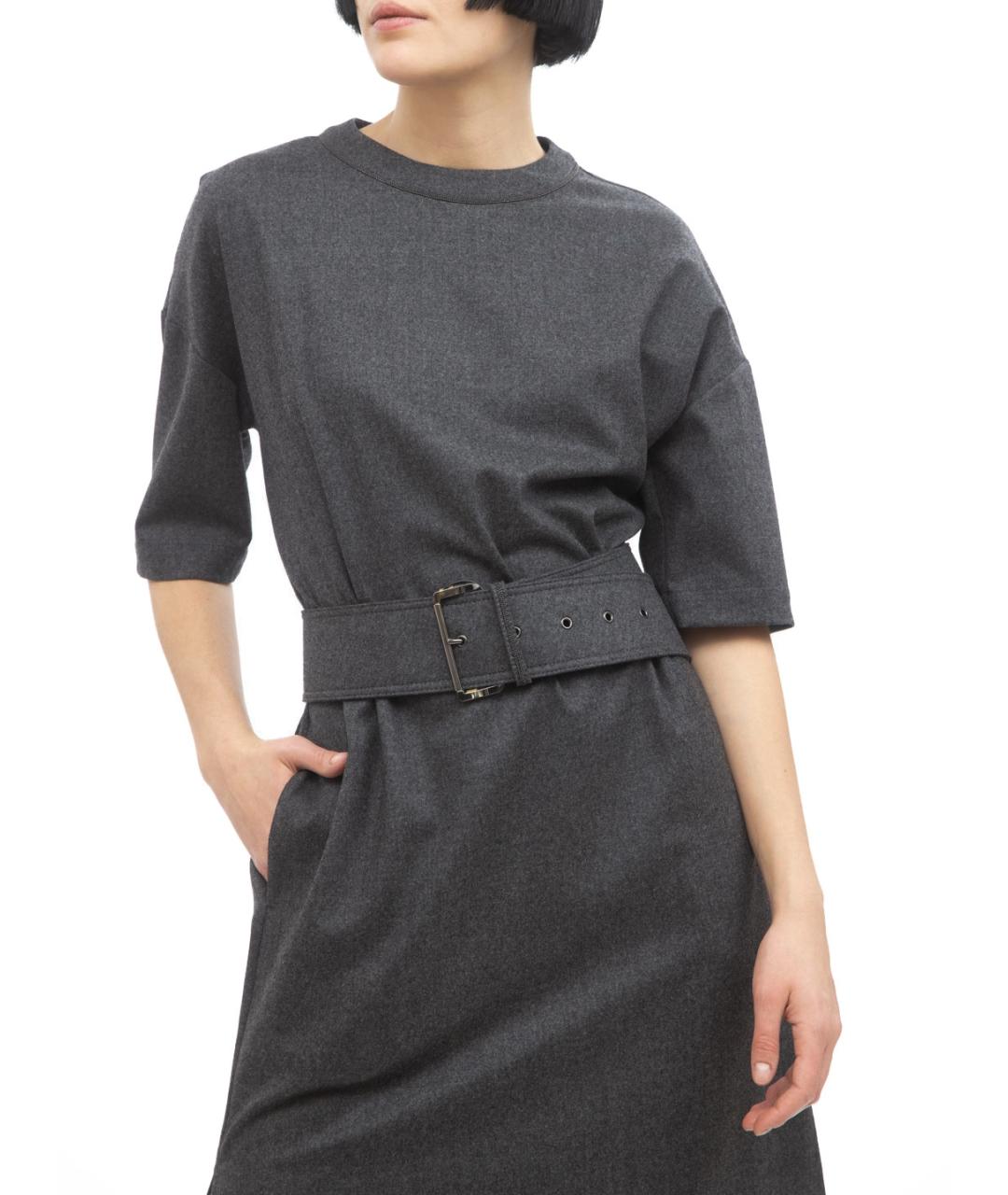 BRUNELLO CUCINELLI Серое шерстяное повседневное платье, фото 3