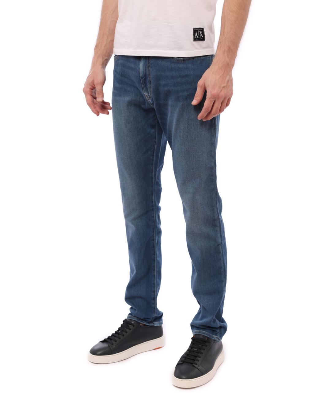 ARMANI EXCHANGE Синие хлопковые прямые джинсы, фото 3