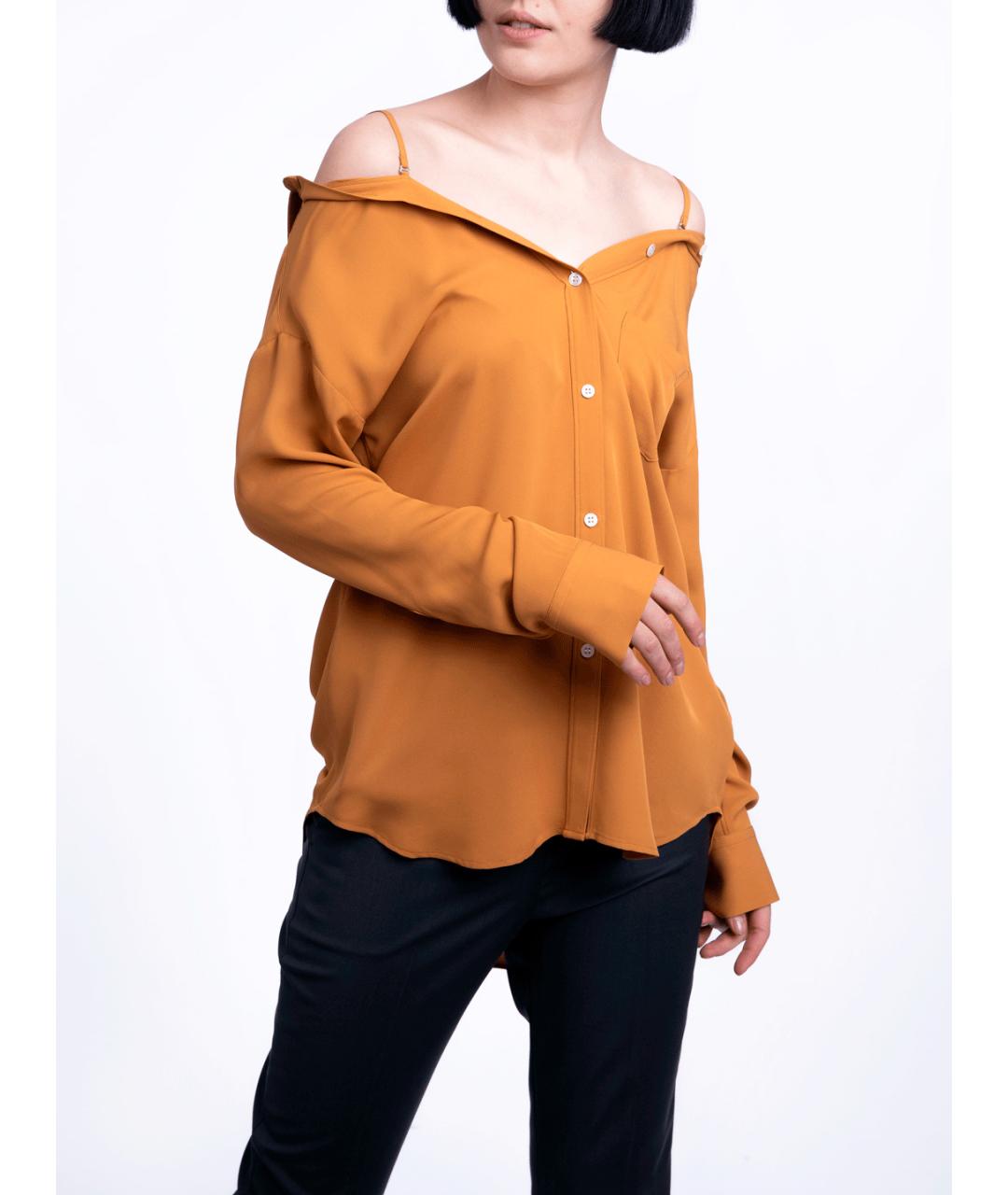 THEORY Оранжевая шелковая рубашка, фото 5
