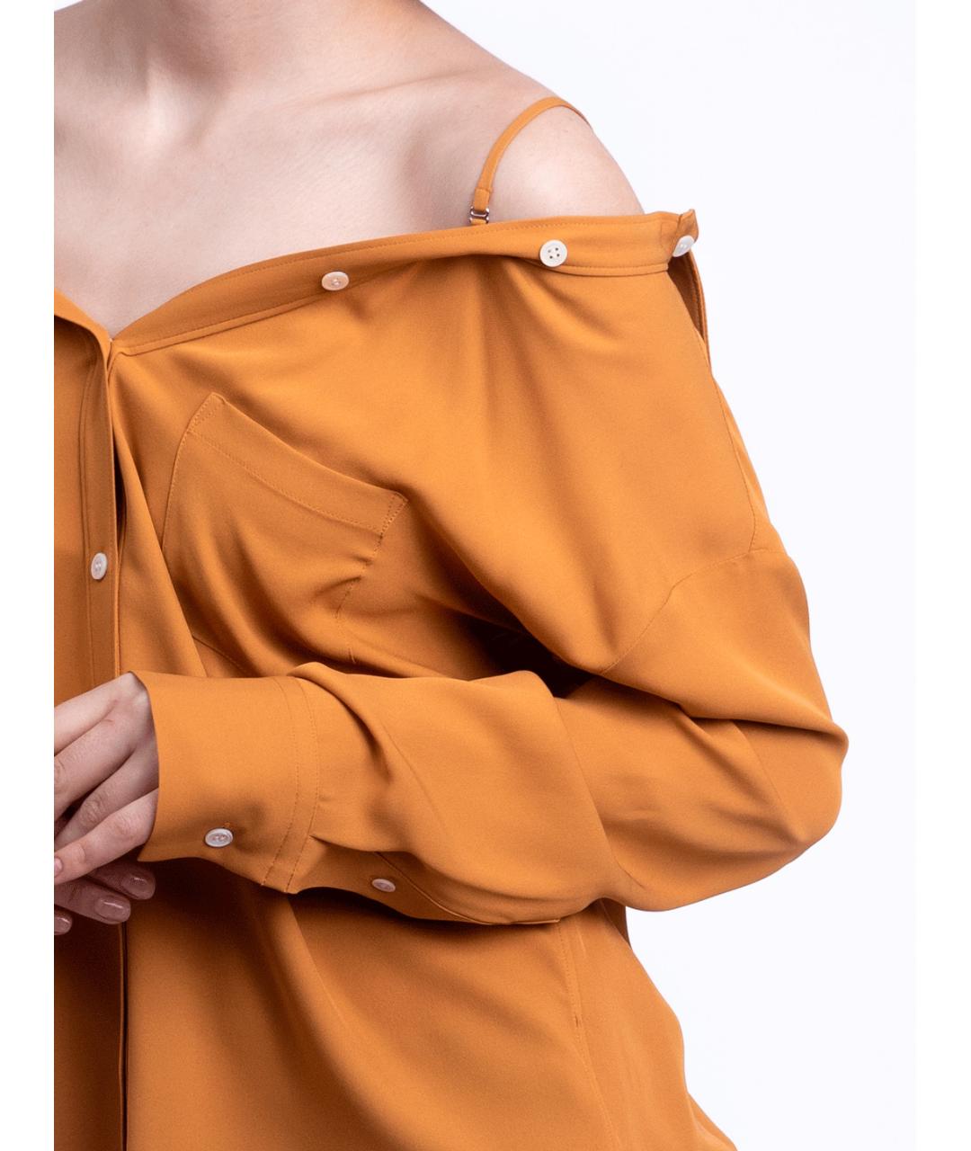 THEORY Оранжевая шелковая рубашка, фото 3