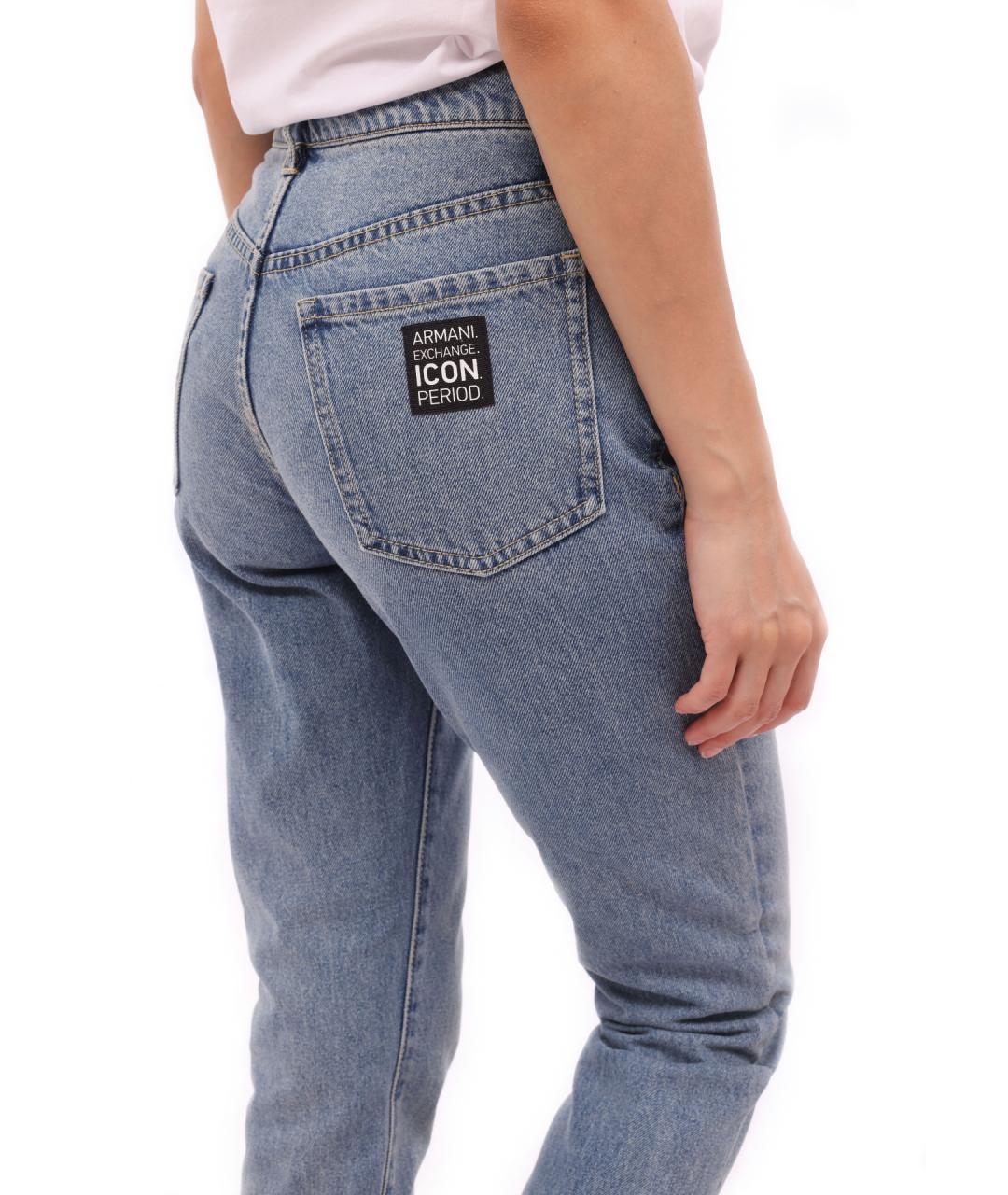 ARMANI EXCHANGE Голубые хлопковые прямые джинсы, фото 5