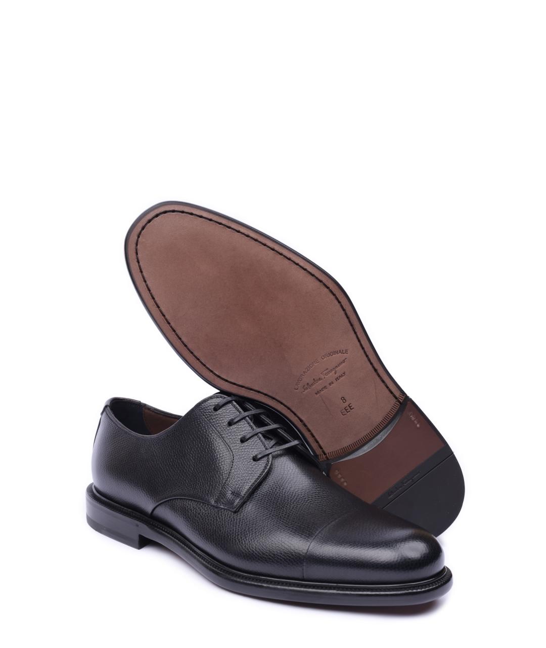 FERRAGAMO Черные кожаные туфли, фото 5