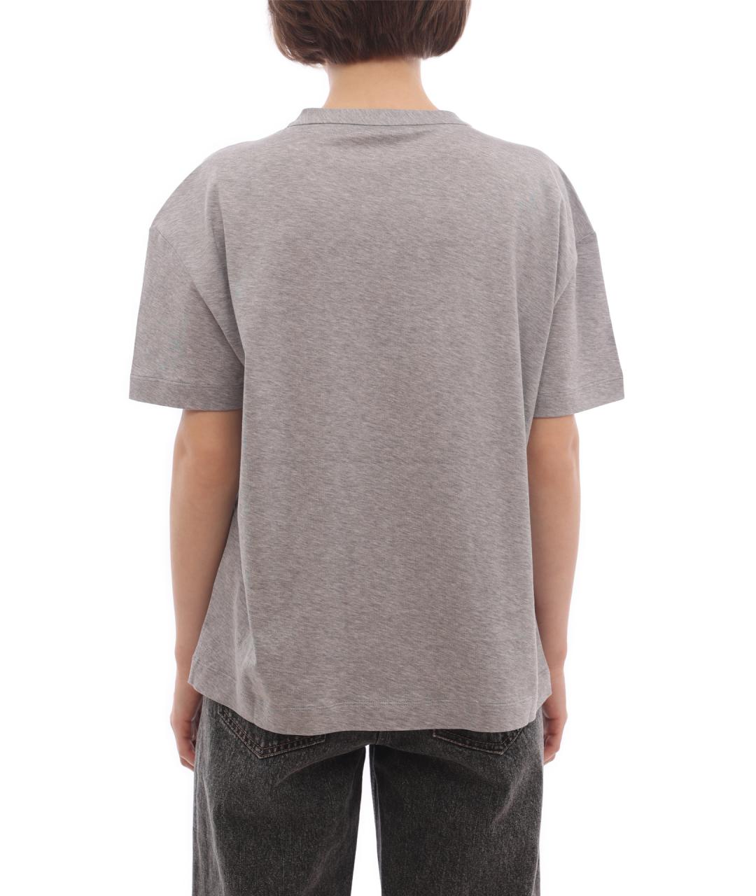 BRUNELLO CUCINELLI Серая хлопковая футболка, фото 5