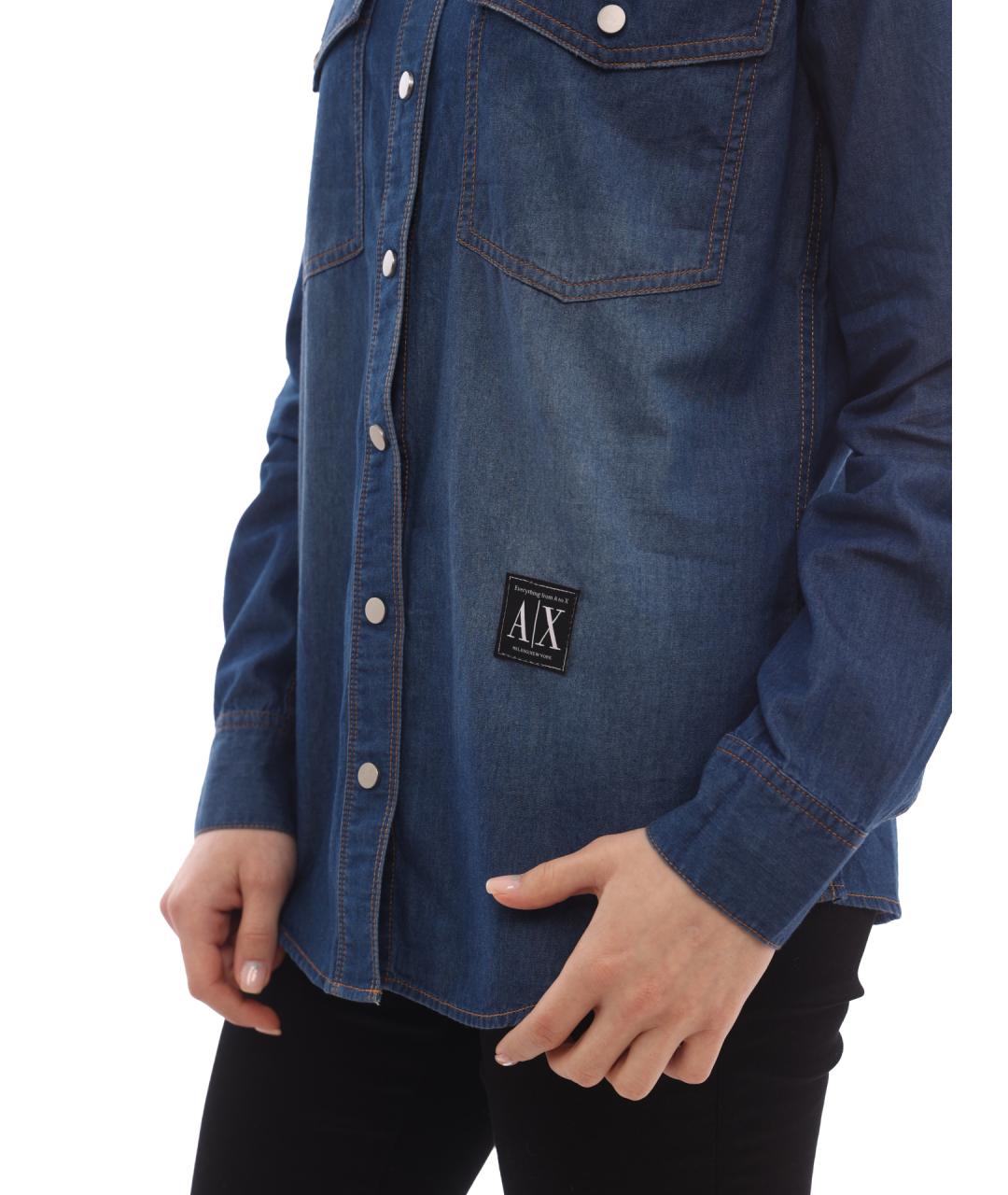 ARMANI EXCHANGE Синяя хлопковая рубашка, фото 6