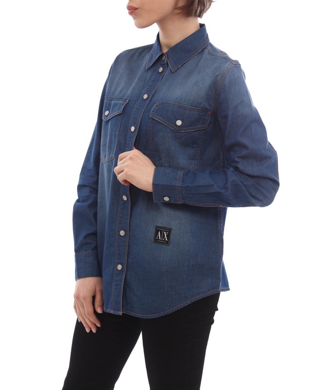 ARMANI EXCHANGE Синяя хлопковая рубашка, фото 3