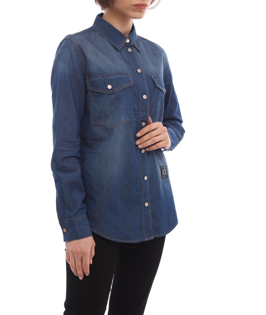 ARMANI EXCHANGE Синяя хлопковая рубашка, фото 5