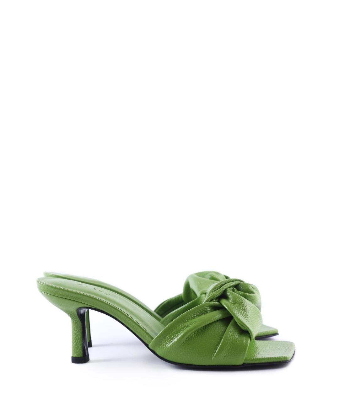 BY FAR Зеленые кожаные мюли, фото 1