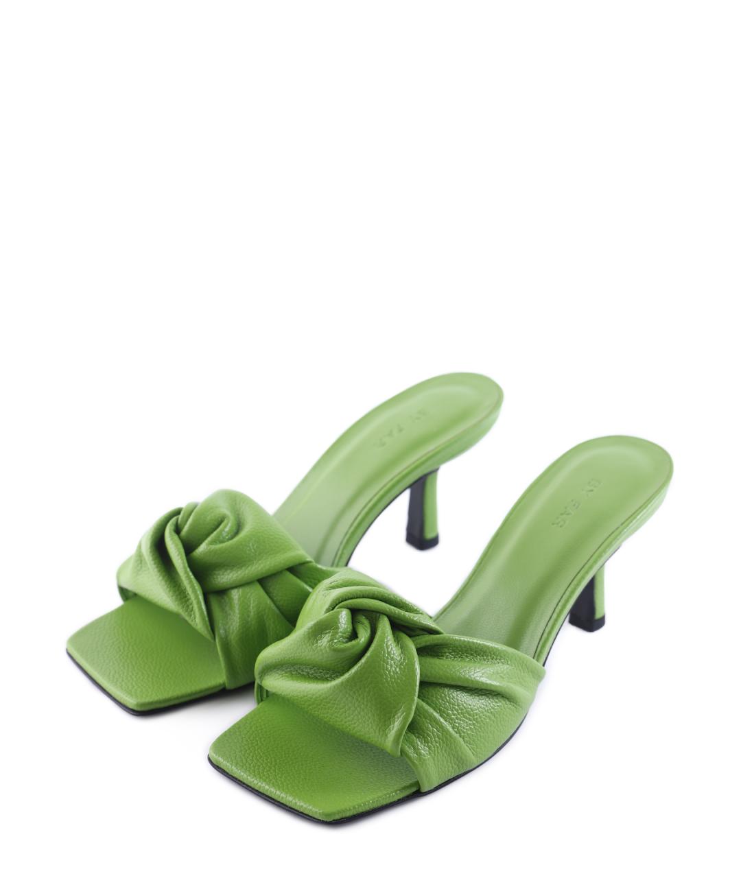 BY FAR Зеленые кожаные мюли, фото 2